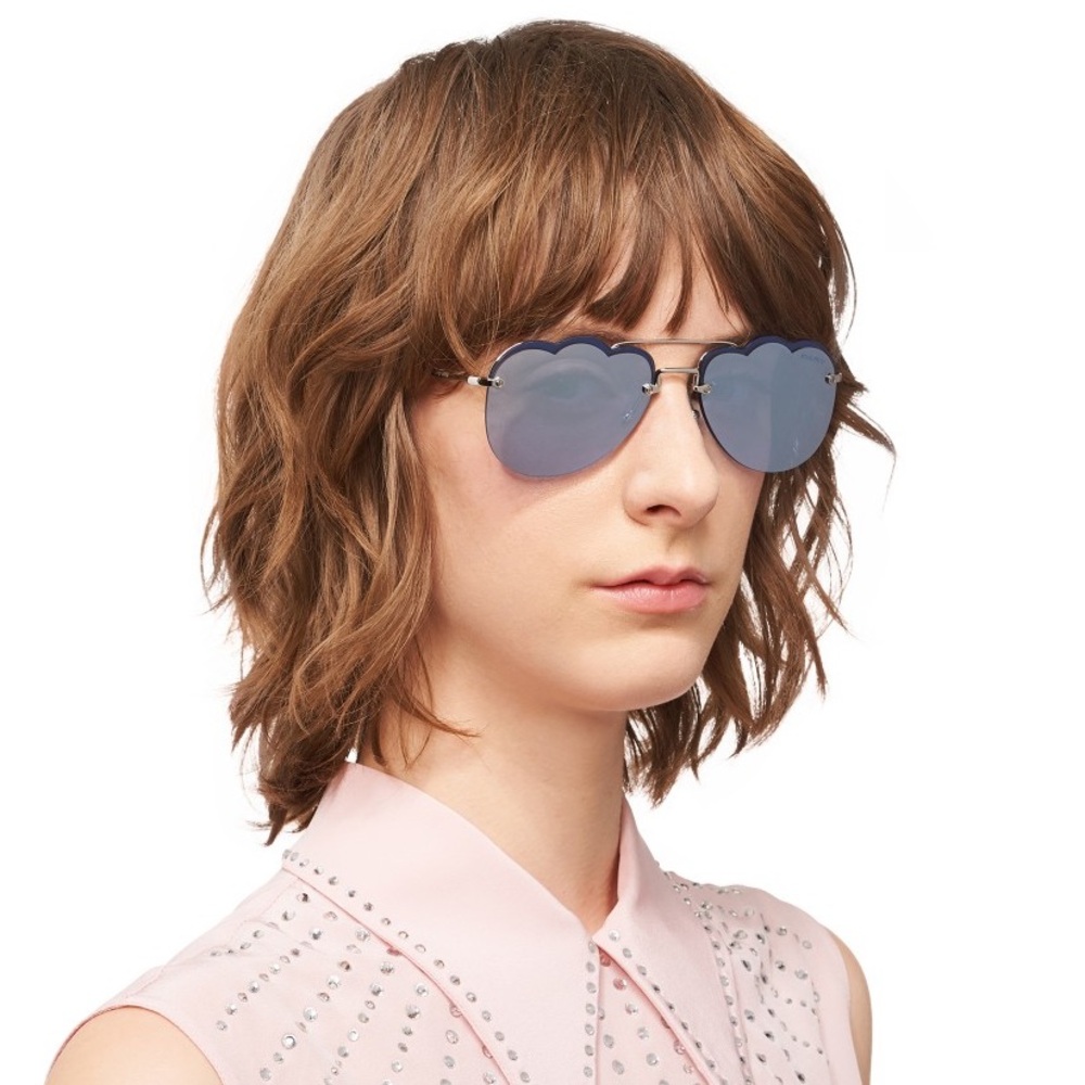 MIU MIU CLOUD SMU 56U Silver/Dark Mirrored Violet Sunglasses